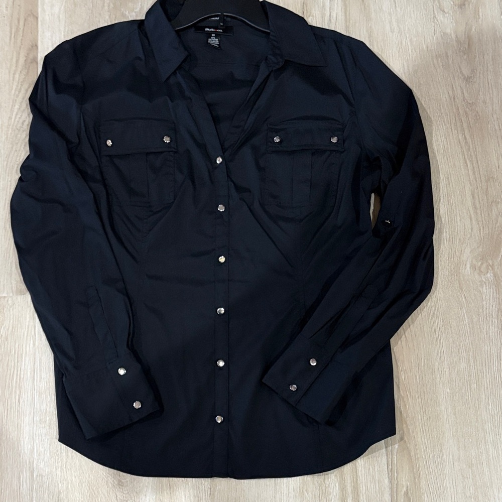Style & Co. Women's Black Button-Down Tunic